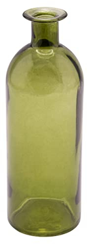 ZauberDeko Vase Grün Glas Blumenvase Dekovase Groß 7 cm Ø und 20,5 cm Hoch