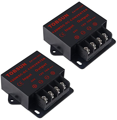 2 Pack DC 24V to DC 12V 10A 120W Step Down Buck Converter Voltage Regulator Reducer Power Converter Mini Module Transformer for Golf Cart Club Car