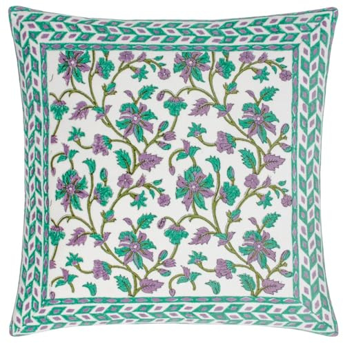 Paoletti Mentera Cushion Cover, Oasis Green/Lilac, 50 x 50cm