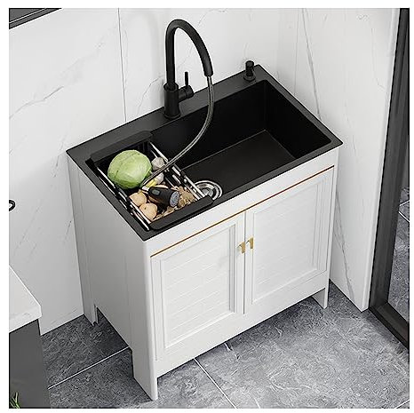 Mueble Fregadero de Cocina,Fregadero Acero Inoxidable,Fregadero Portatil,Fregadero Camper,Fregadero Exterior Jardin,Fregadero Independiente,Pila de Lavar,Mueble Pila Lavadero,con Grifo Extraíble ( Co