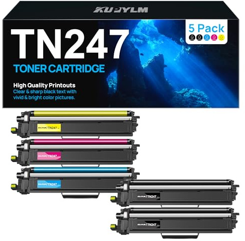 KUPYLM TN243CMYK TN247 Toner kompatibel mit Brother TN247 TN-243 (5-Pack) | Kompatibel für Brother DCP L3550CDW MFC L3730CDN MFC-L3750CDW MFC L3770CDW HL-L3270CDW L3210CW (2Schwarz Cyan Gelb Magenta)