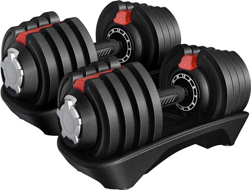Yaheetech 2er Verstellbare Hanteln 12-in-1 Kurzhanteln 1,5 kg bis 18 kg Hanteln Schnelleinstellung Gewichtsstufen 2er Hanteln für Zuhause & Fitnessstudio
