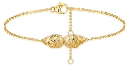Jenosy 14K Vergoldet Armband Damen Gold mit Schädel Personalisiertes Verstellbar Anhänger Armband für Frauen Mädchen Schmuck