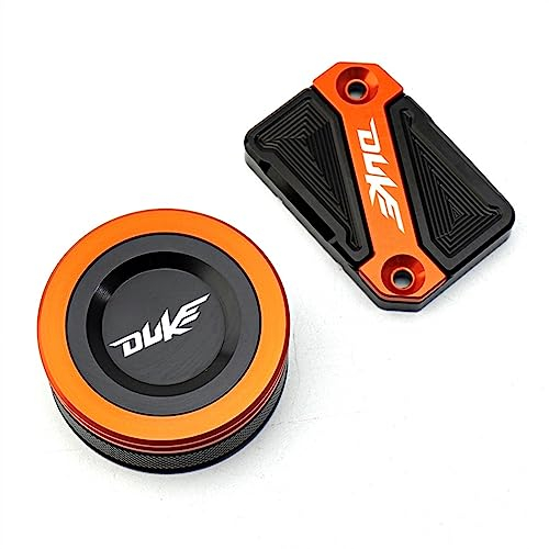 Motorrad CNC Hinten Und Vorne Brems Flüssigkeit Reservoir Kappe Zylinder Abdeckung For DUKE 390 Duke 125 Duke 200 Duke 250 2013-2022 2023 (Color : FRBC Orange)