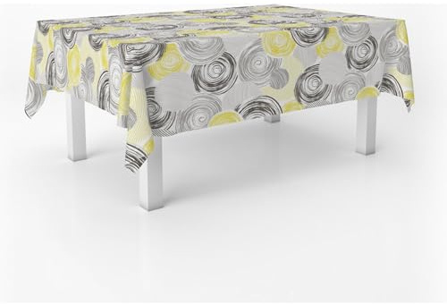 ECOMMERC3 Wachstuch, rechteckig, Größe 200 x 140 cm, Stil, Haltbarkeit und einfache Reinigung für Ihren Tisch – Wachstuch-Tischdecke, schmutzabweisend und wasserdicht, Gelb