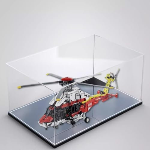 Transparent Acrylic display box, for Lego 42145 Airbus model, Dustproof Storage Display Box (Model Not Included) (Black base)