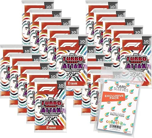 Bundle mit Topps - Turbo Attax Formel 1 2024-20 Booster + Exklusive Collect-it Hüllen