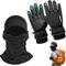 Fahrradhandschuhe Herren Damen, Winterhandschuhe + Sturmhaube, Touchscreen Handschuhe, Skimaske, Winter Thermo Handschuhe, Laufhandschuhe, Sturmhauben, Touchscreen Anti-Rutsch Fahrradhandschuhe