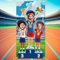 WADORN Türbanner Mit Foto Für Sport Podium Medaille Athlet Sport Großer Stoff Foto Tür Hintergrund Requisiten Dekor Für Athlet Thema Party Dekoration Geburtstag Party Supplies 180x90cm