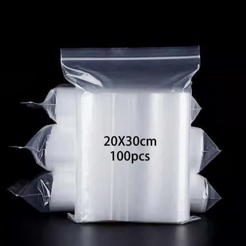 newlng 100piece Resealable Plastic Bags 20cm * 30cm Sealable Plastic Bags Clear Large Grip Seal Bag Suitable for Books Clothes Hats Scarves Shoes Travel Office Storage Sorting
