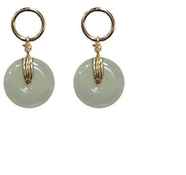 925 Sterling Silber Jade Gold Faden Anhänger Ohrringe Modeschmuck Geschenk für Liebhaber Hochzeit
