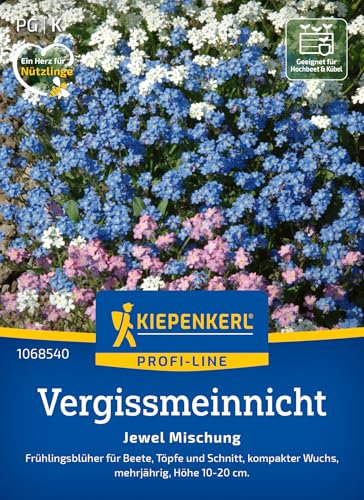 Kiepenkerl Profi-Line Vergissmeinnichtsamen Jewel Mix 1068540 - Frühlingsblüher für Beete, Töpfe und Schnitt - circa 10-20cm hoch - Wildblumensamen, Blumenwiese