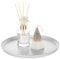 Sziqiqi Metal Decorative Candle Tray: Round Candle Plate for Coffee Table Centrepiece - White Pillar Candle Holder Modern Serving Tray for Living Room Dinner Kitchen Counter Bathroom Home Decor
