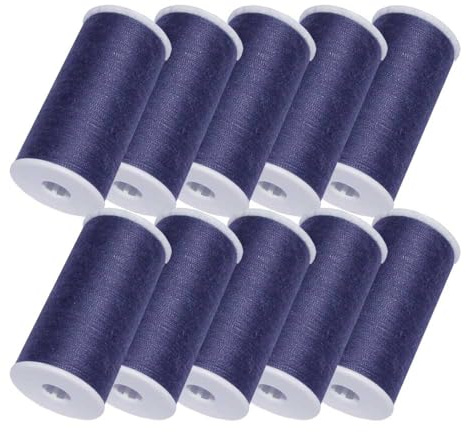 Schneidereibedarf Werner Nähgarn Polyester 200m-Rolle 10er Set, Stärke 100, Polyester, geeignet für alle Stoffe, Baumwolle, Polyester, Mischgewebe, für gängige Nähmaschinen (jeansblau (837))