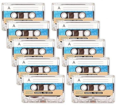 10 Stück Audio Kassetten Leer, Rauscharm Audiokassetten, Leere Kassetten, 60 Min Leerkassetten, Transparenter Kunststoff-Kassettenbandhülle für Vorlesungen, Seminare und Alltagsaufnahmen
