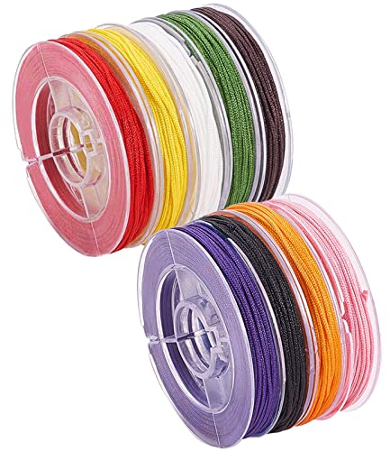 PH PandaHall 9 Color 0.8mm Chinese Knotting Cord Braided Nylon Beading Cord Nylon Crafting Macrame Thread String for Beading Jewellery Making Friendship Bracelet, 75 yards totally