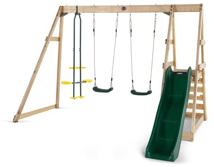 Plum® Mandril® Wooden Climbing Frame, Swing And Glider For Kids 3 Years Plus, Climbing Frame For Kids
