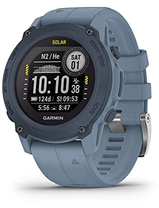 Garmin Descent™ G1 Solar, computadora de Buceo Resistente con capacidades de Carga Solar, múltiples Modos de Buceo, Seguimiento de Actividad, Azul huracán
