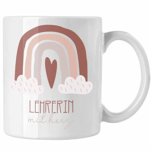 Trendation - Lehrerin Tasse Geschenk Danke Kaffeetassse Geschenkidee für Klassenlehrerin mit Herz Spruch (Weiß)