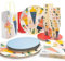PARTY PARTY 80 Teile Einschulung Deko Set Geschirr + GESCHENKTÜTEN Schulanfang 16 Gäste (Pappbecher, Pappteller, Dessertteller, Servietten, Bunte Schultüten) Zuckertüte, ABC Schulkind Jungen Mädchen