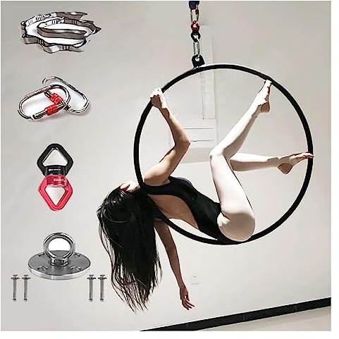 Aerial Hoop Lyra Komplettes Aerial Hoop Set, 85/90cm Durchmesser Aerial Hoop Swing, Inklusive Karabinerhaken, Wirbel und Spanset, für Zirkusrequisiten Großartig, Akrobatik Leistung ( Color : 32MM , Si