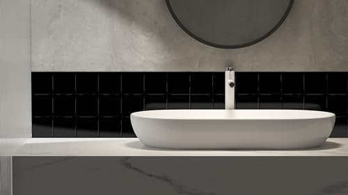 Carrelage mur interieur 10x10 cm finition lisse Couleur Noire Brillant (1m2)