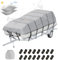 VEVOR Housse de Bateau Ponton de 579 à 609 cm, Bâche de Bateau Imperméable 800D de Qualité Marine et Remorquable, Couverture de Protection avec Housse de Moteur, 16 Sangles à Boucle Coupe-Vent, Gris