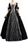 Rouingdd Mittelalter Kleid Damen Retro mit Trompetenärmel Square Neck Maxikleid Partykleid Festlich Elegant Kleider Sommerkleid Große Größen Halloween Karneval Kostüm S-5XL