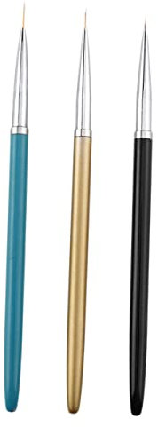 Healeved 3pcs Metal Nail Art Painting Pens Set Thin Tip Detail Brushes for Diy Nail Designs Black Suitable for Manicure and Art