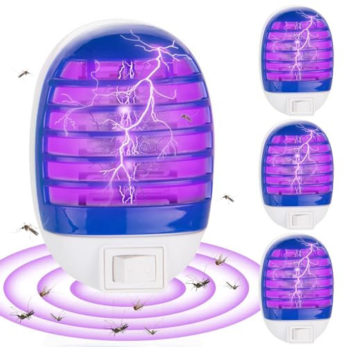 CLIUNT Mückenlampe Steckdose, 4 Stück Mückenschutz Steckdose mit UV-Licht, Insektenvernichter Steckdose, Mückenstecker für Fliegen, Mücken, Motten