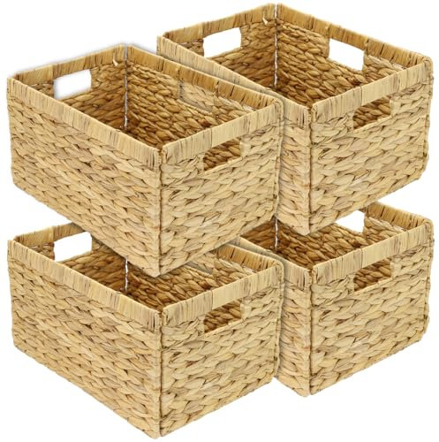 HMF Aufbewahrungskorb, Korb geflochten aus Wasserhyazinthe | 4er Set | passend für Billy | 35 x 25 x 20 cm