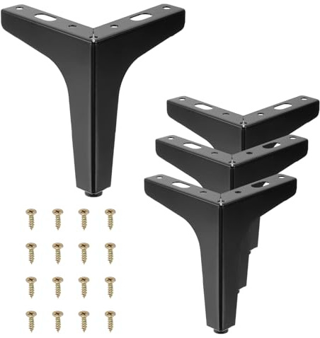 PATIKIL 13cm / 5 Inch Metal Furniture Legs, 4 Pcs Modern Triangle Furniture Feet Couch Legs DIY Replacement for Table Chair Cabinet Cupboard Sofa, Black