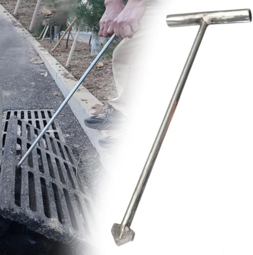 Sollevatore di copertura per pozzetto in acciaio inossidabile, gancio resistente per una facile rimozione di coperture settiche e drenanti in calcestruzzo