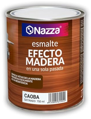 Nazza Pintura Efecto Madera para superficies metálicas, minerales o de madera - Simula las vetas naturales en una sola pasada - Disponible en Nogal, Cerezo y Caoba - Formato 750ml (Nogal)