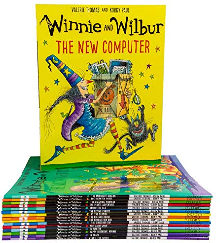 Winnie and Wilbur Series 16 Books Bag Collection Set By Valerie Thomas ( Winnie The Witch, The Big Bad Robot, The Broomstick Ride, The Dinosaur Day ,The Magic Wand, In Winter……