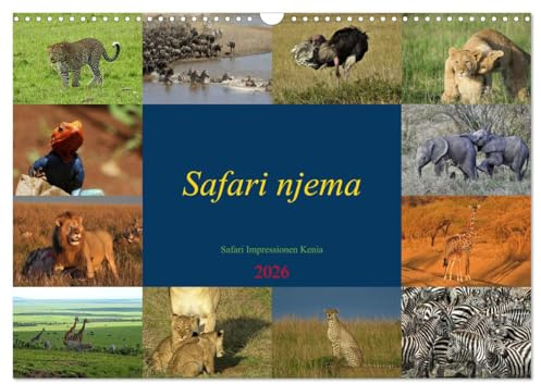 Safari njema - Safari Impressionen Kenia (Wandkalender 2026 DIN A3 quer), CALVENDO Monatskalender: Wildlife erleben (CALVENDO Orte)