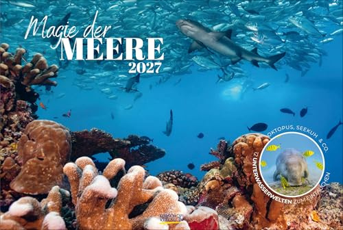 Magie der Meere 2027: Großer Foto-Wandkalender mit magischen Aufnahmen aus den Weltmeeren. Edler schwarzer Hintergrund. PhotoArt Panorama Querformat: 58x39 cm.