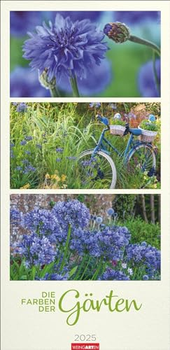 Die Farben der Gärten Kalender 2025: Langer Foto-Wandkalender im Format 33 x 68 cm. Natur-Kalender 2025 mit atemberaubenden Garten-Fotos in eleganten Kompositionen. Hochformat.