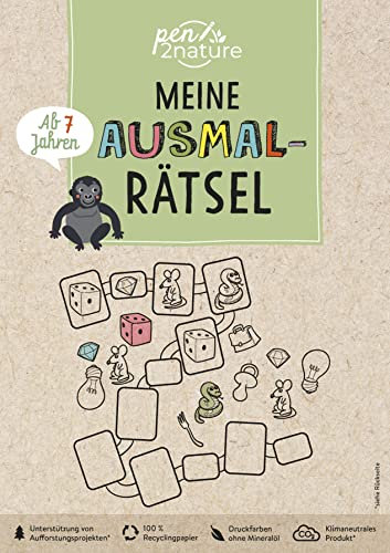 Meine Ausmal-Rätsel. Block für Kinder ab 7 Jahren: pen2nature: 100% Recyclingpapier - klimaneutrale Produktion - unterstützt Aufforstungsprojekte (pen2nature kids)