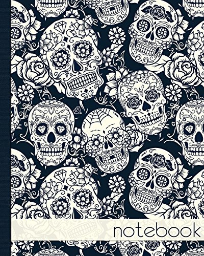Notebook. Black and White Sugar Skull: Notebook, Notes, Jotter Journal, 100 lined pages.
