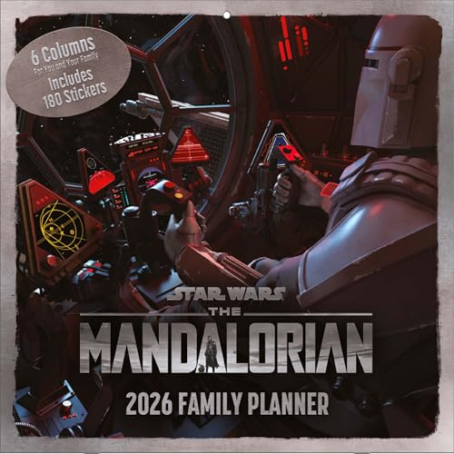 Pyramid International - THE MANDALORIAN 2026 – Familienplaner 30×30 cm mit Din Djarin & Grogu (Baby Yoda) – Star Wars Wandkalender für Familienorganisation & Fans