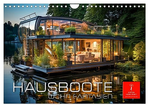 Hausboote Wohn Fantasien (Wandkalender 2026 DIN A4 quer), CALVENDO Monatskalender: Hausboote, die Architektur neu definieren. (CALVENDO Orte)