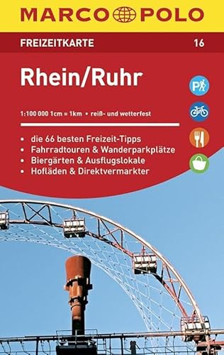 MARCO POLO Freizeitkarte Rhein, Ruhr: Die 66 besten Freizeit-Tipps. Die Fahrradtouren & Wanderparkplätze. Biergärten & Ausflugslokale, Hofläden & Direktvermarkter. Reiß- und wetterfest