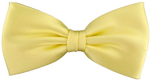 TigerTie vorgebundene Satin Fliege in gelb blassgelb Uni einfarbig + Geschenkbox
