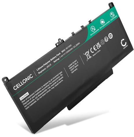 CELLONIC Akku kompatibel mit Dell Latitude 14 (E7470), Latitude 12 (E7270), Dell P61G, Dell J60J5 7.6V 7200mAh