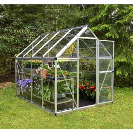 Canopia Serre de Jardin en Polycarbonate Harmony 4,50 m², Couleur Argent, Ancrage au Sol Oui