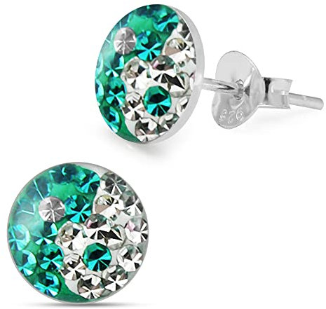 Monster Piercing Epoxy Clover Multi Kristall Stein Blue Zirkon und klare Yin Yang 925 Sterling Silber Ohrstecker