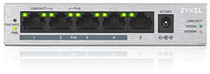 ZyXEL 5 Porte Gigabit Non gestite 4 x Poe+ con Budget di 60 Watt, Protezione Limitata a Vita