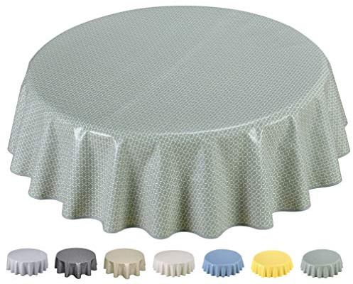 Home Direct Round Oilcloth PVC Wipe Clean Tablecloth 140cm 55 Sage Green