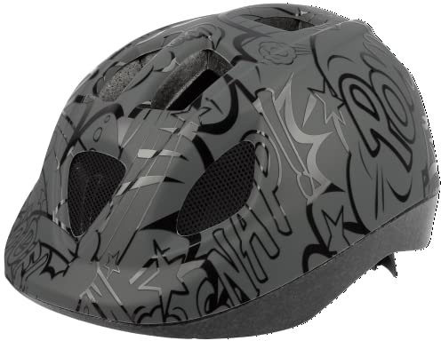 POLISPORT 8740300042 - XS Kids BD Ballons Fahrradhelm für Kinder, verstellbar Grösse XS (46-53 cm) mit CE-Zertifizierung für Radfahren, Skateboarden, Skaten in Farbe Grau/Schwarz